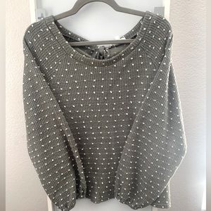 Blu Pepper from Dry Goods Size Medium Sage Green Polka Dot Long Sleeve Blouse